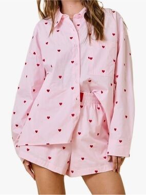 Pink with hearts long sleeve pajama set